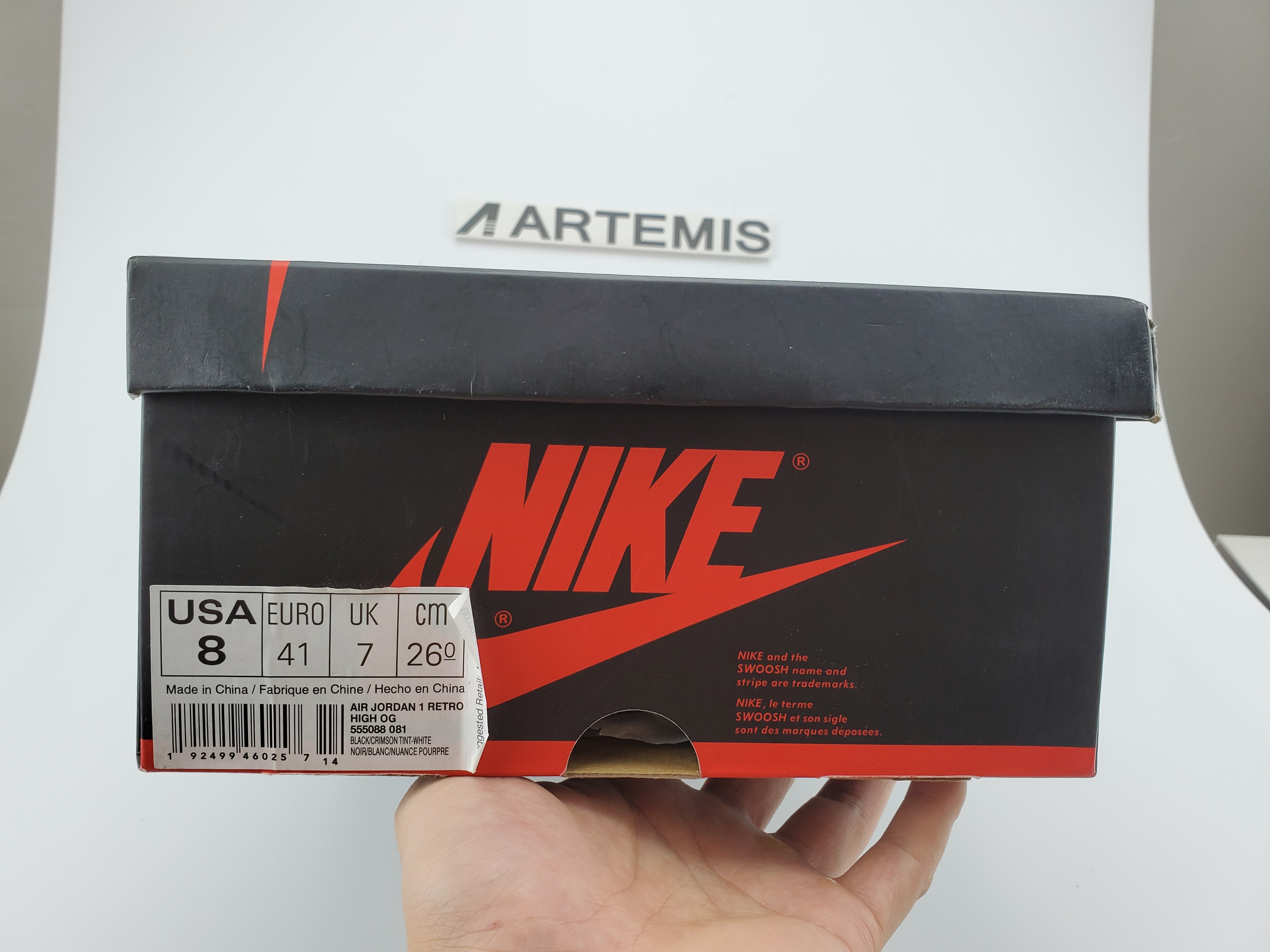 Jordan 1 Retro High Black Crimson Tint