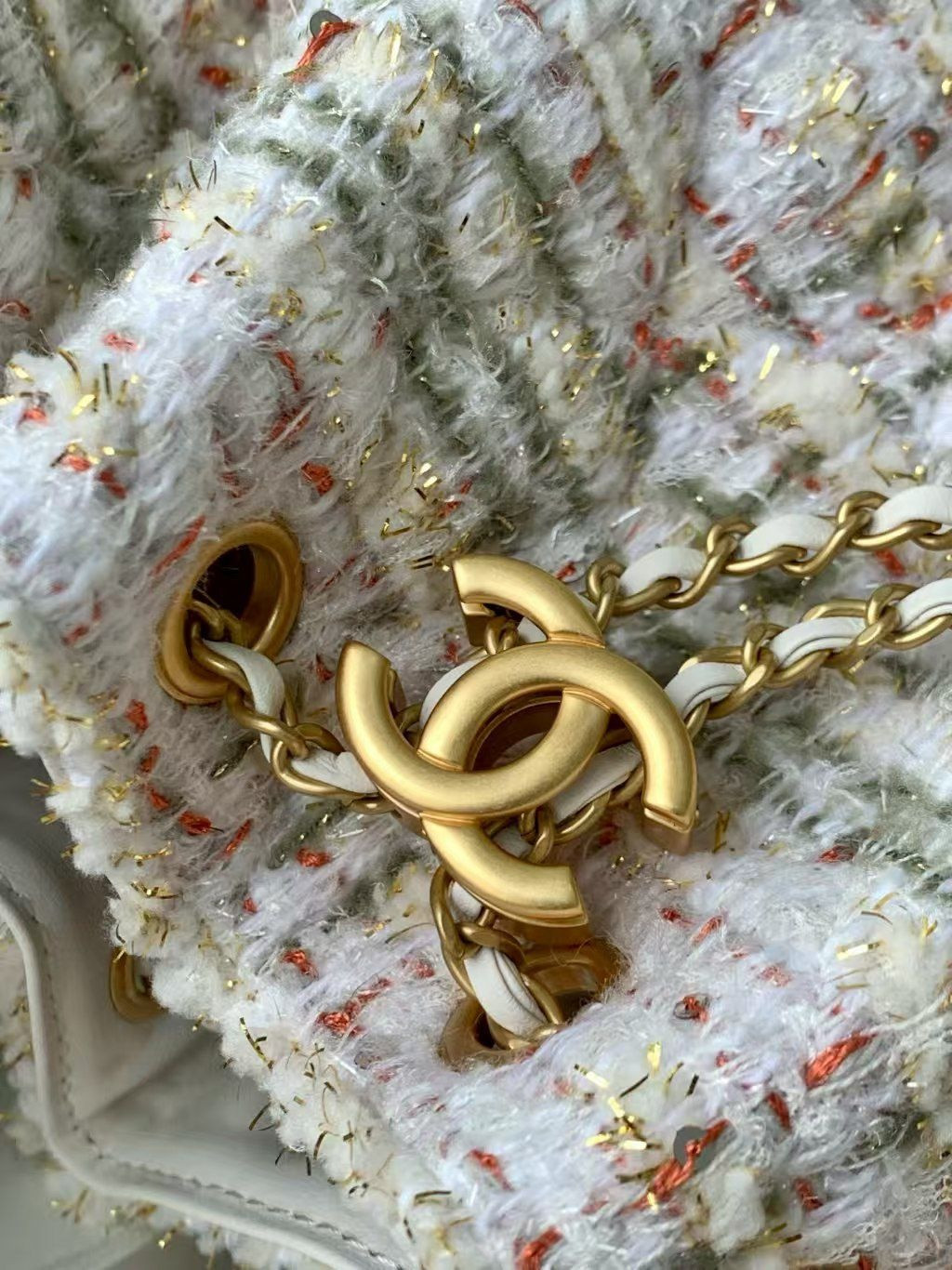 Ch*el 25 bucket tweed bag 26x30x14cm