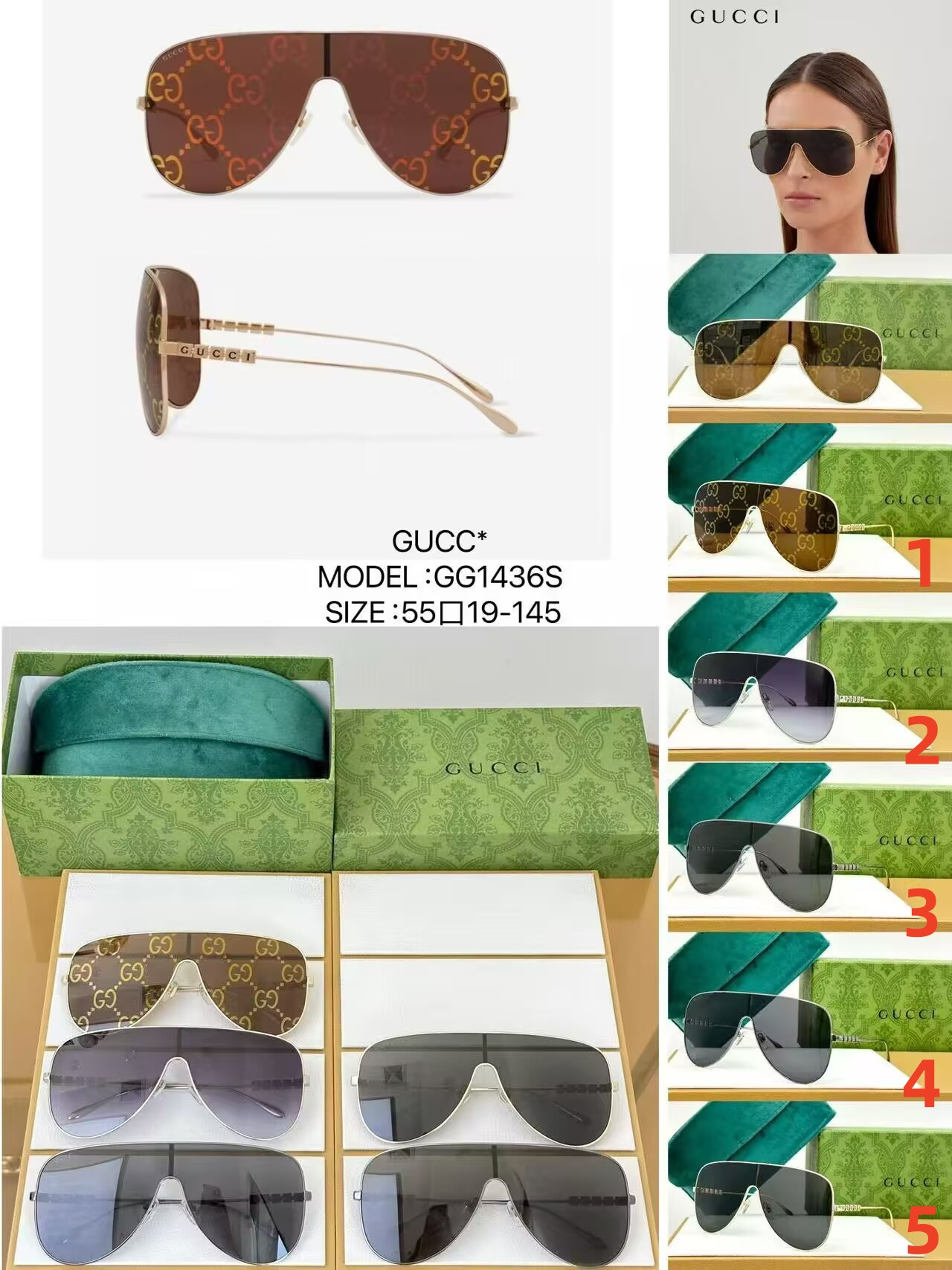 G*u*i glasses gg1436s 55-19-145