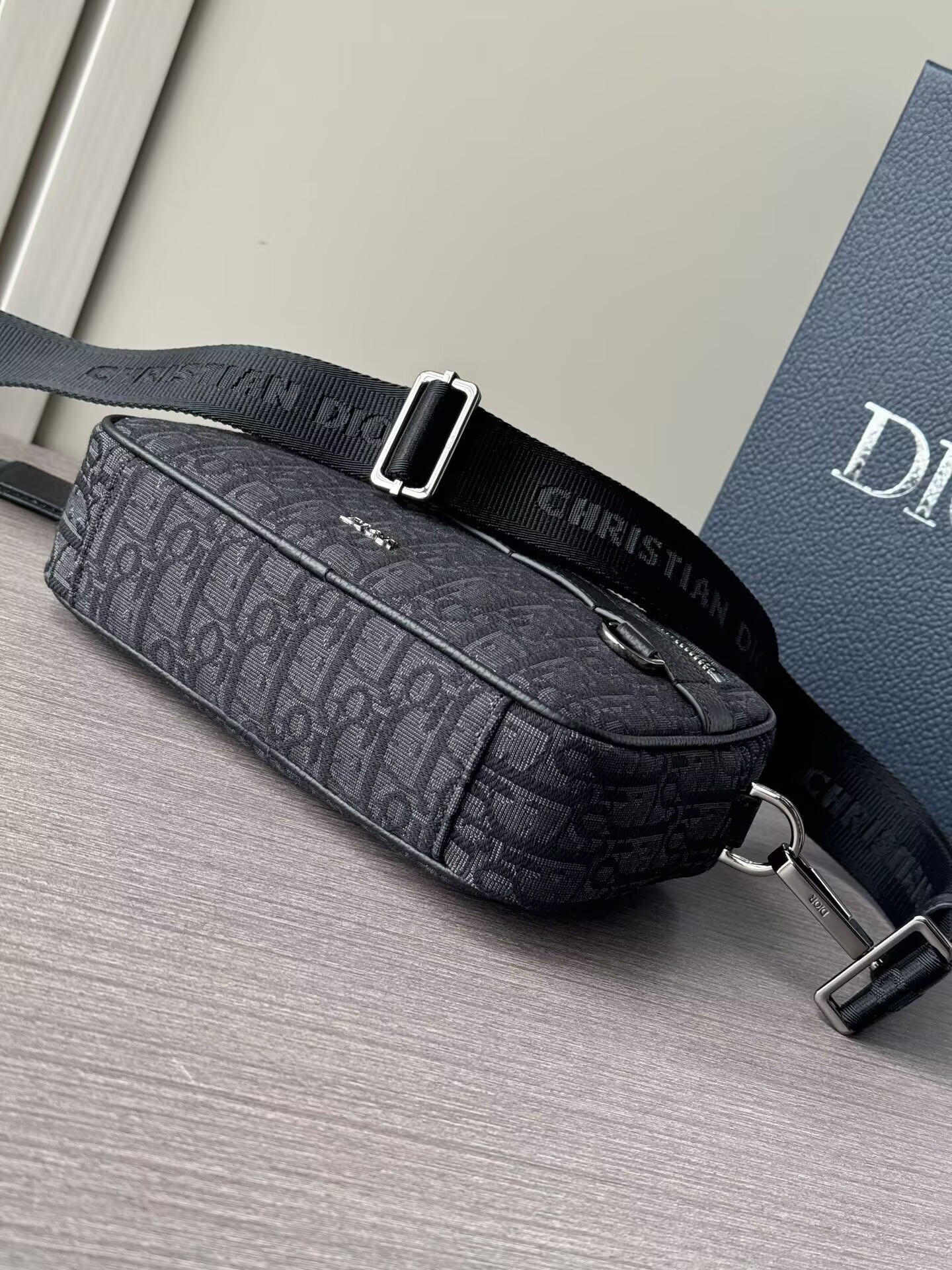 D*or safari bag with strap black D*or oblique jacquard 22x15x6cm