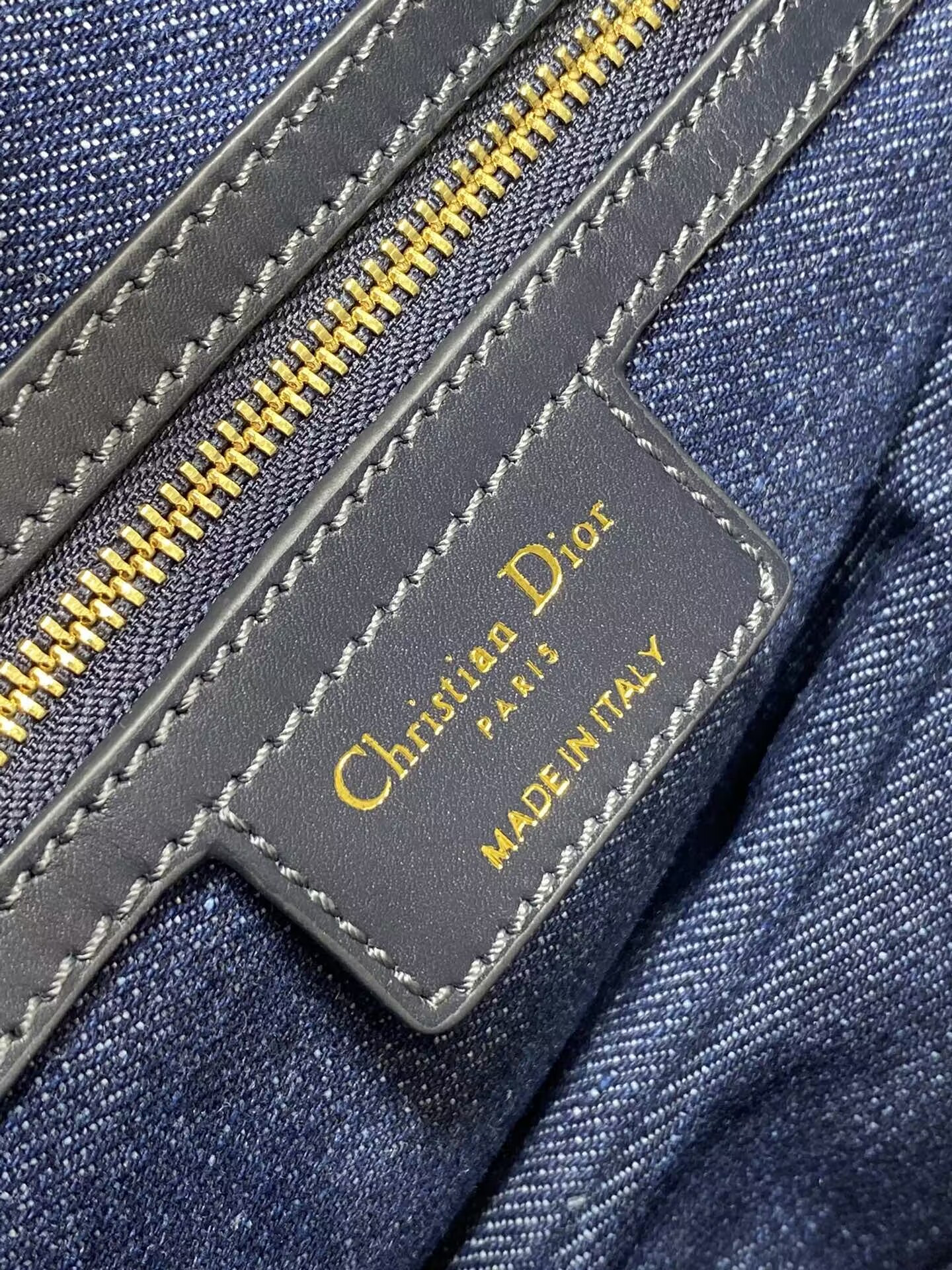 D*or saddle bag with strap blue denim D*or oblique jacquard 25.5 x 20 x 6.5 cm