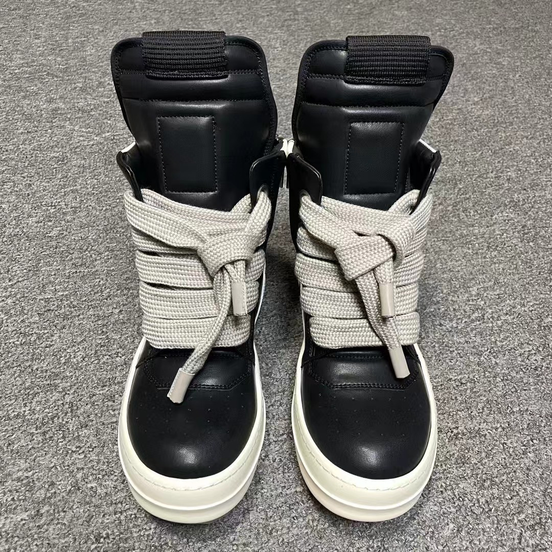 UA Rick Owens Geobasket High Black White 21ss