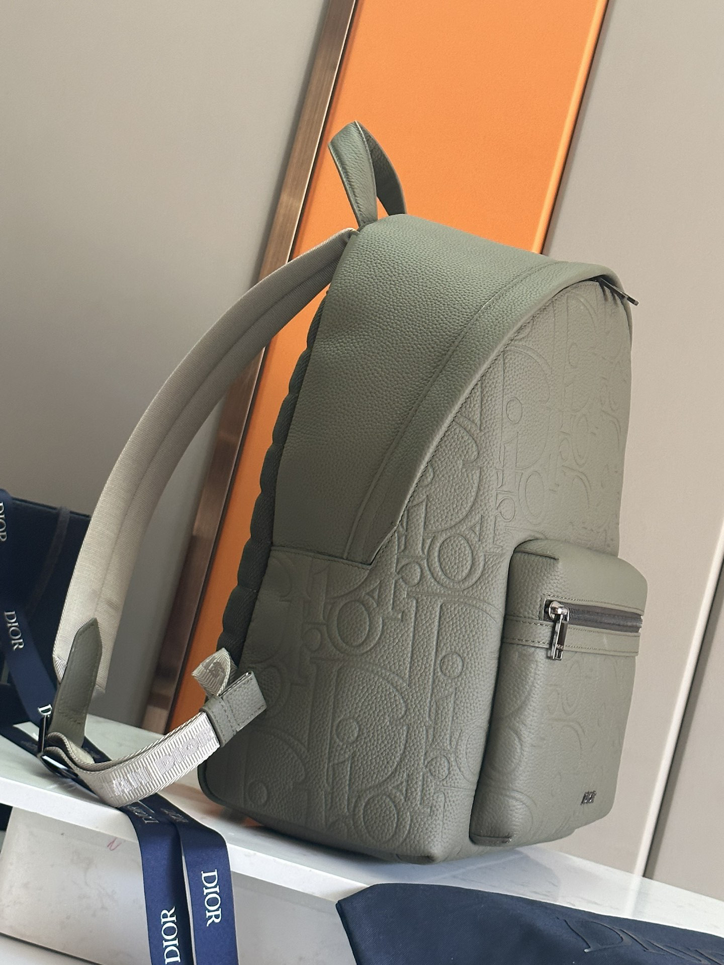 D*or rider 2.0 backpack khaki D*or gravity leather and khaki grained calfskin 31 x 40 x 18 cm