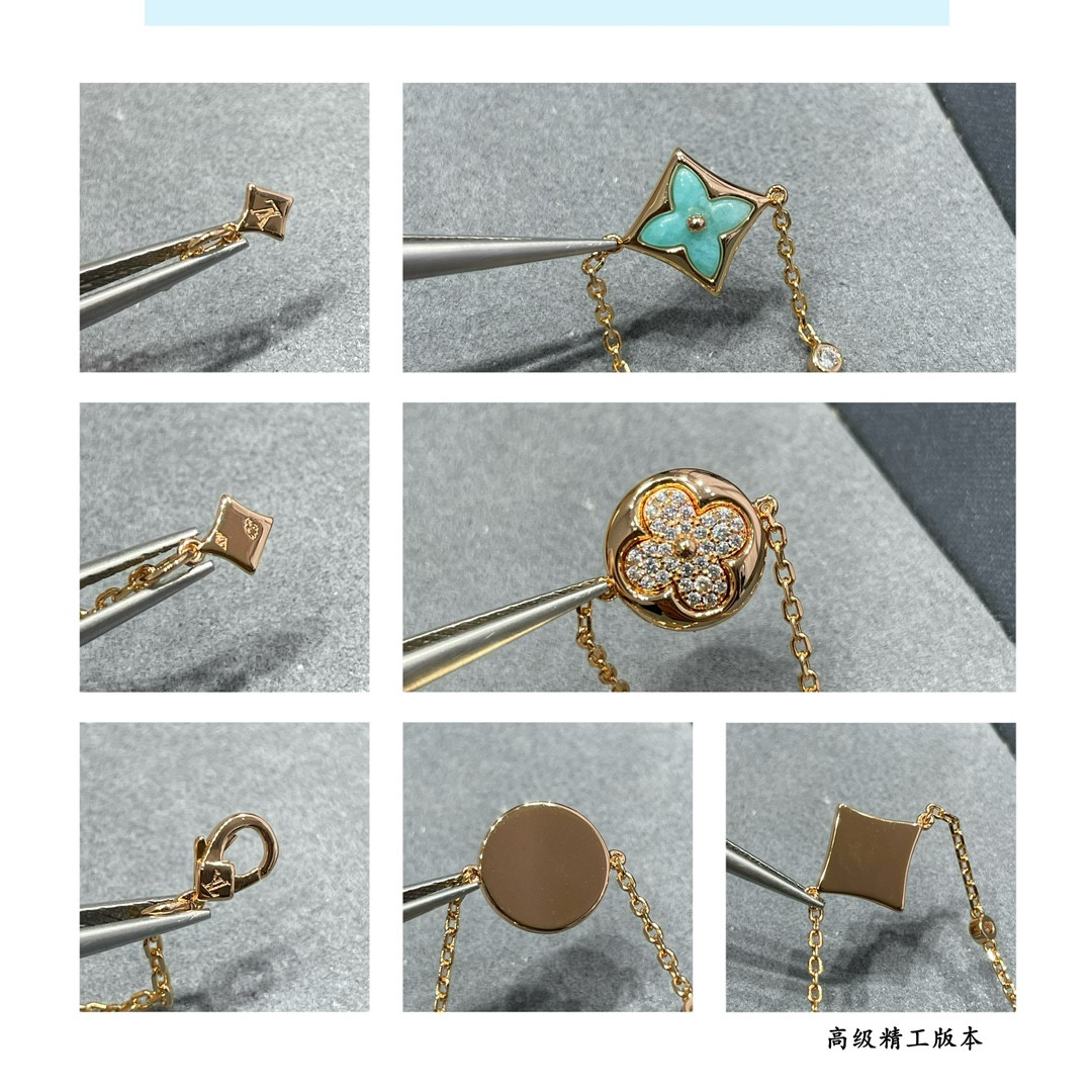 l0*is V*t0n amazonite 13-flower long necklace