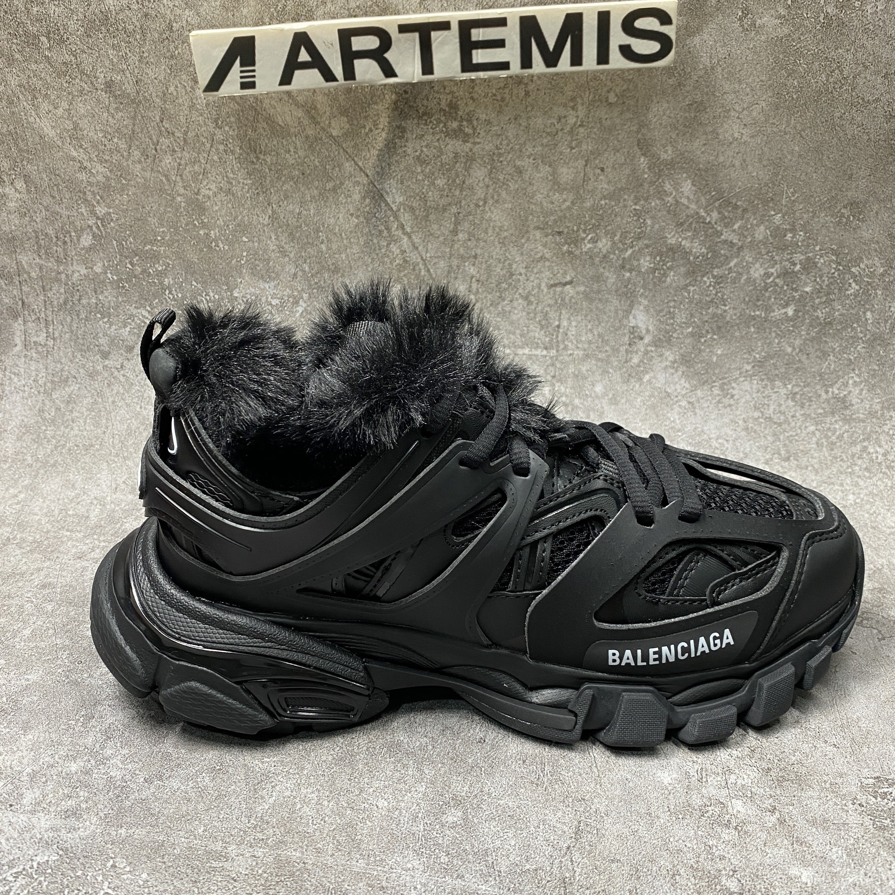 Balenciga Track Sneaker Black Fur