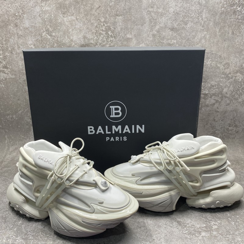 Balmain Neoprene and calfskin Unicorn low-top sneakers