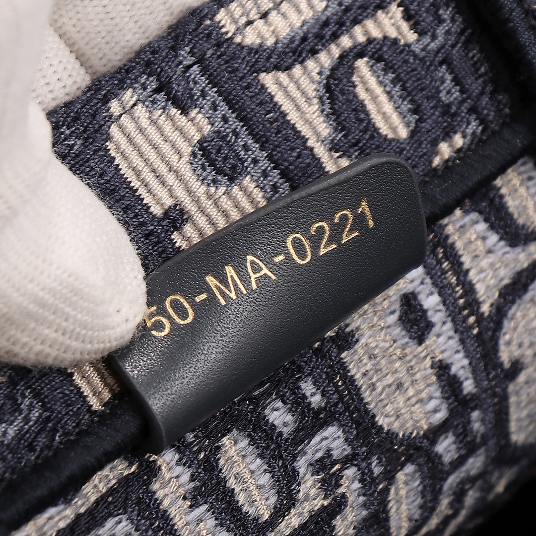 small D*or book tote ecru and blue D*or oblique embroidery 10.5 x 8.5 x 5.5 inches