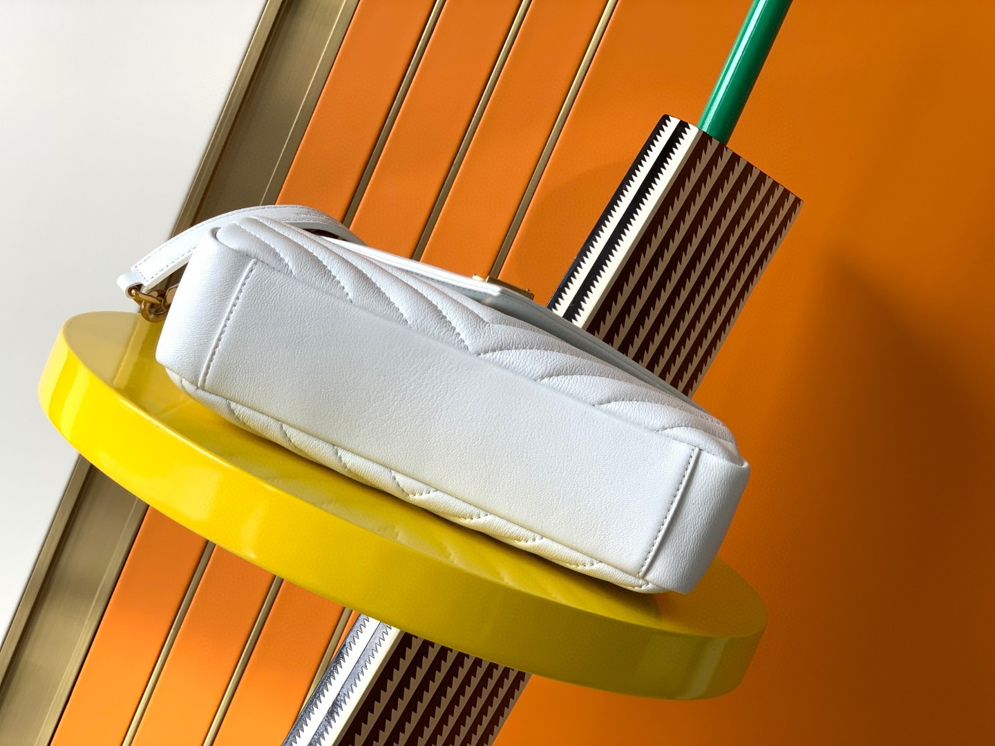 Y*L college medium in quilted leather white 9.4 x 6.6 x 2.5 inches