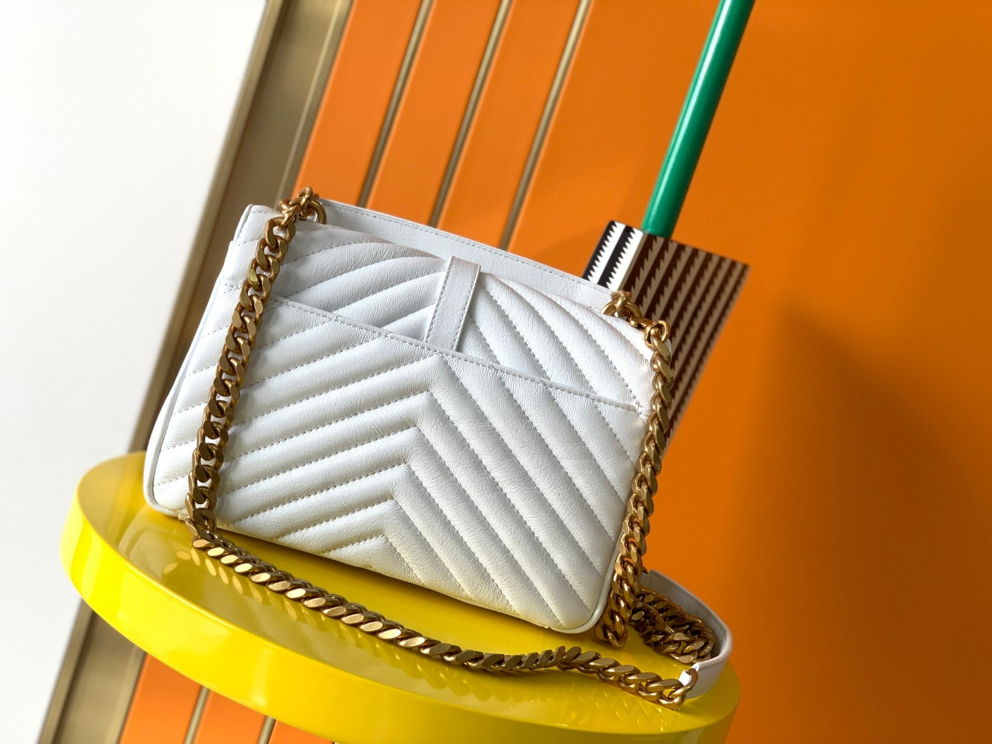 Y*L college medium in quilted leather white 9.4 x 6.6 x 2.5 inches