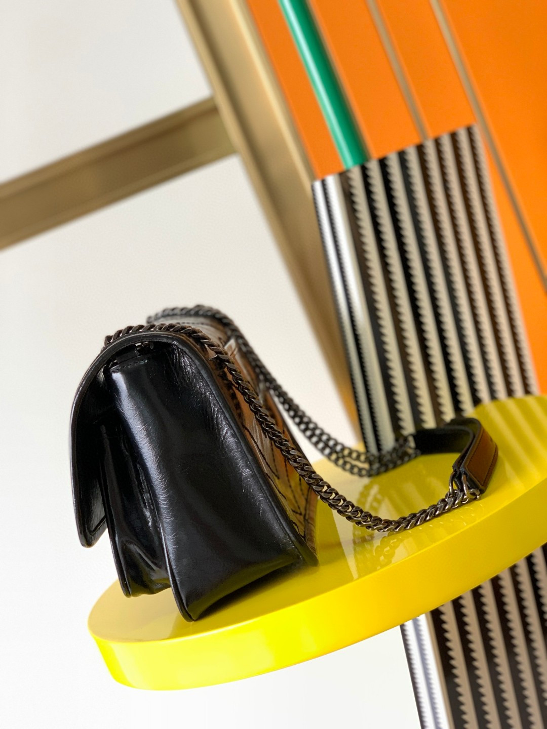 Y*L niki baby in vintage leather black 21x16x7.5cm