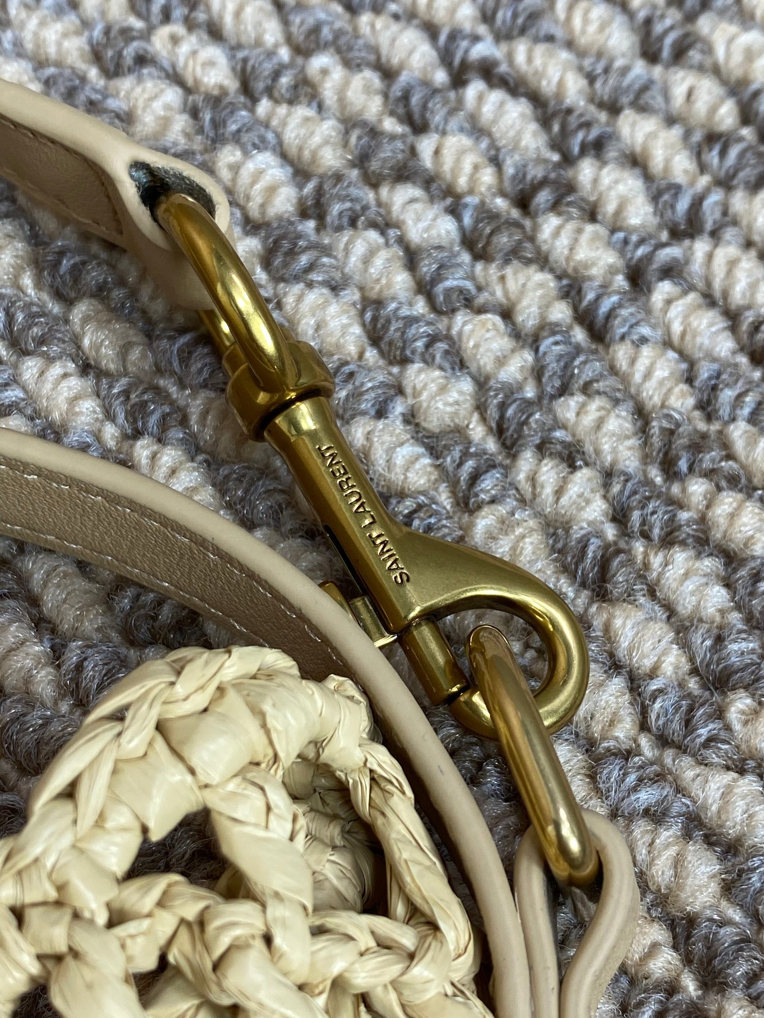 Y*L oxalis bag in raffia macramÉ color natural 14.6x15.7x1.2inches