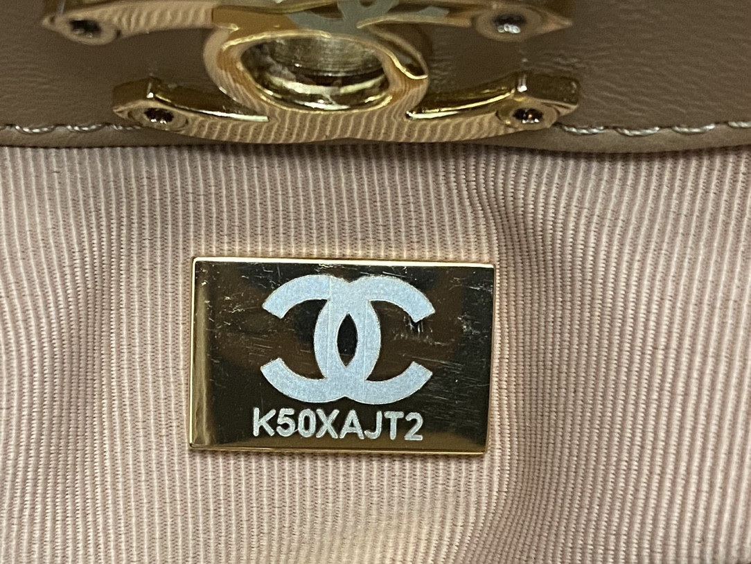 Ch*el mini shopping bag shiny lambskin & gold-tone metal 22x23x5.5cm